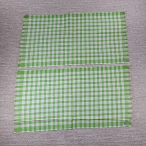 VTG Cannon Tea Towel Kitchen Dish Rag Green Gingham Linen Deadstock Set of 2